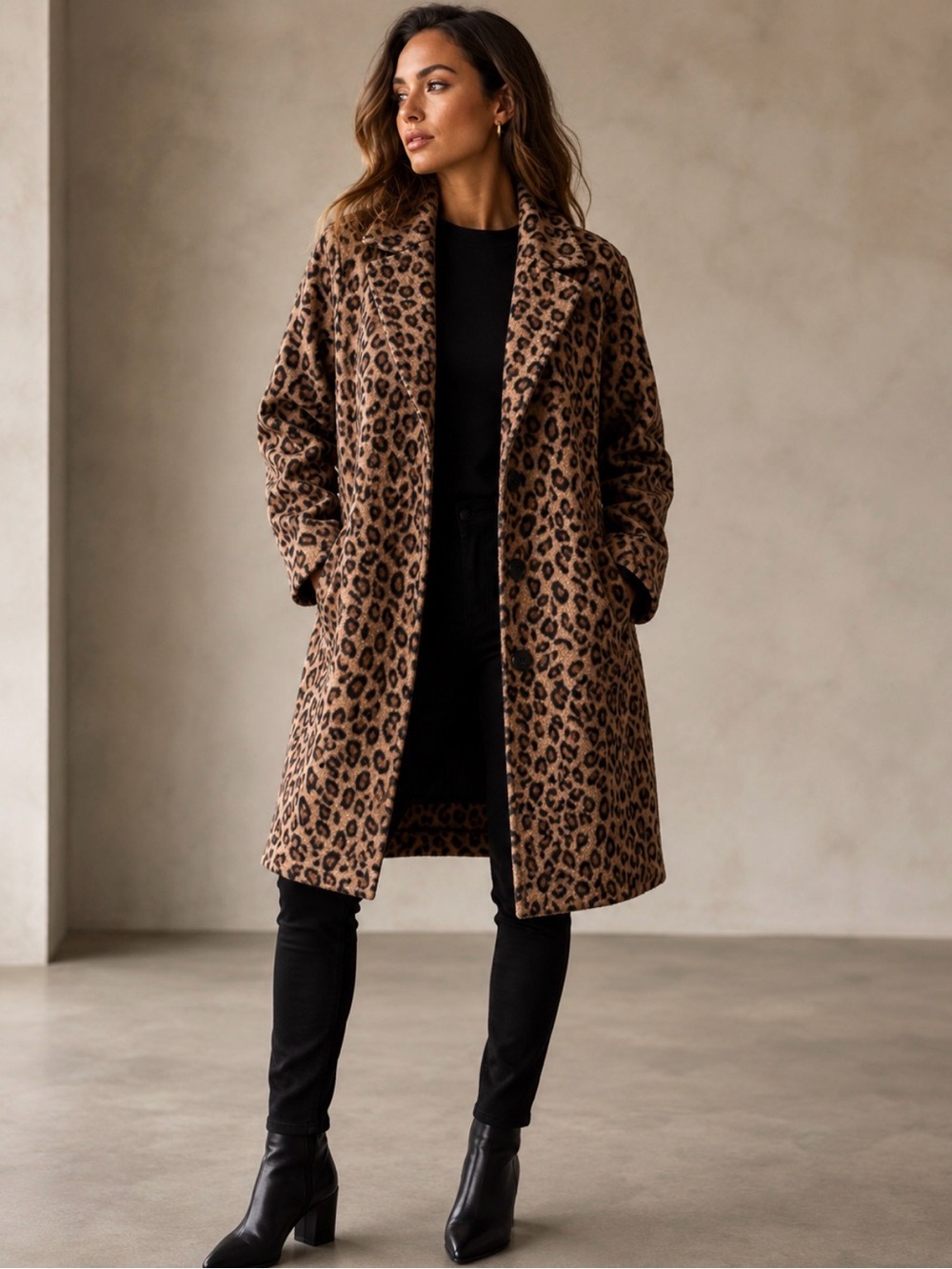 NWT Adyson Parker Leopard Print Teddy Coat - Brown/Black